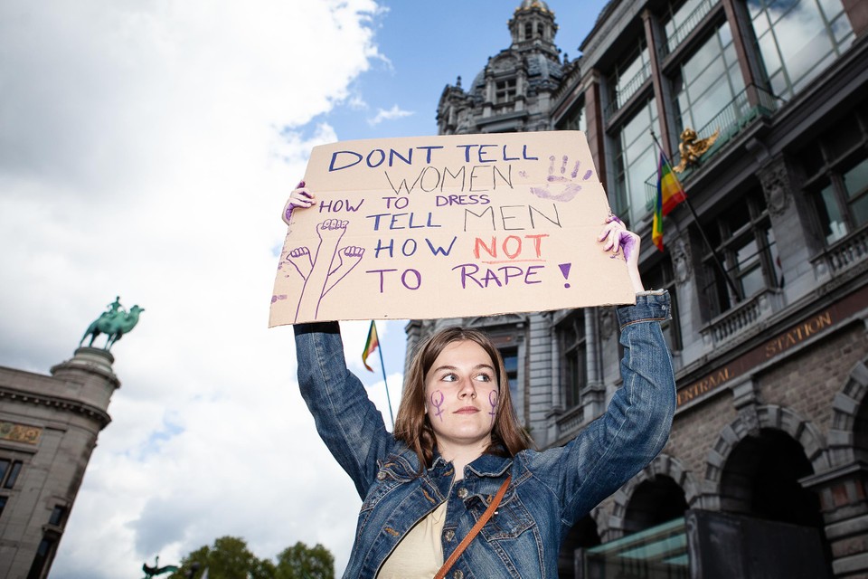 Archiefbeeld van de mars door Antwerpen tegen seksueel geweld na de dood van Julie Van Espen in 2019. 