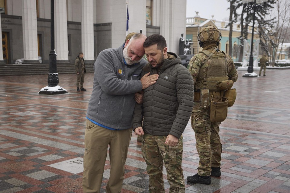 Op bezoek bij de Oekraïense president Volodimir Zelenski in Kiev.