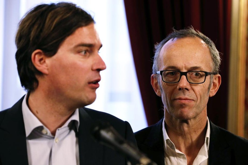 Mathias De Clercq (Open VLD, links) en  Filip Watteeuw (Groen)