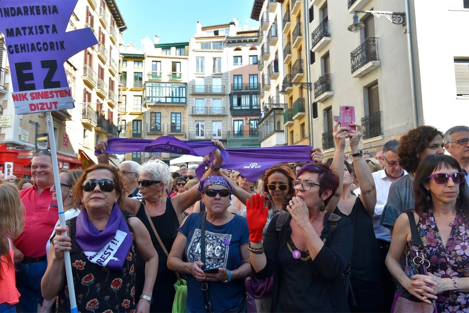 Protest in de straten van Pamplona 