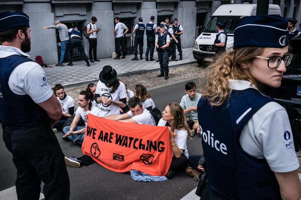Een betoging van klimaatbeweging Extinction Rebellion in Brussel, juni 2019.