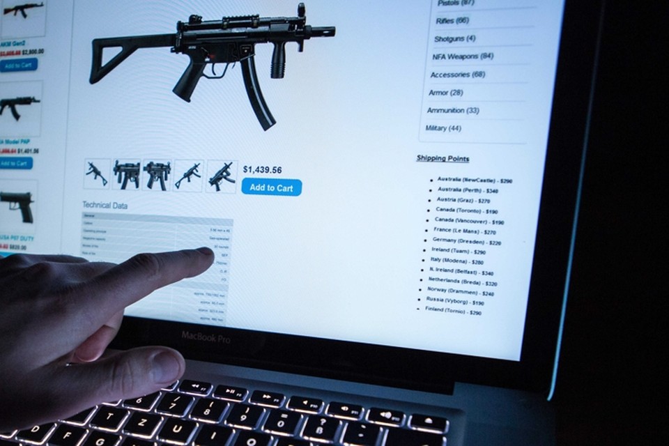 Ook wapens worden verkocht op het Darknet 