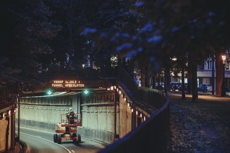 De renovatiewerken aan de Leopold II-tunnel in Brussel zijn in volle gang. 