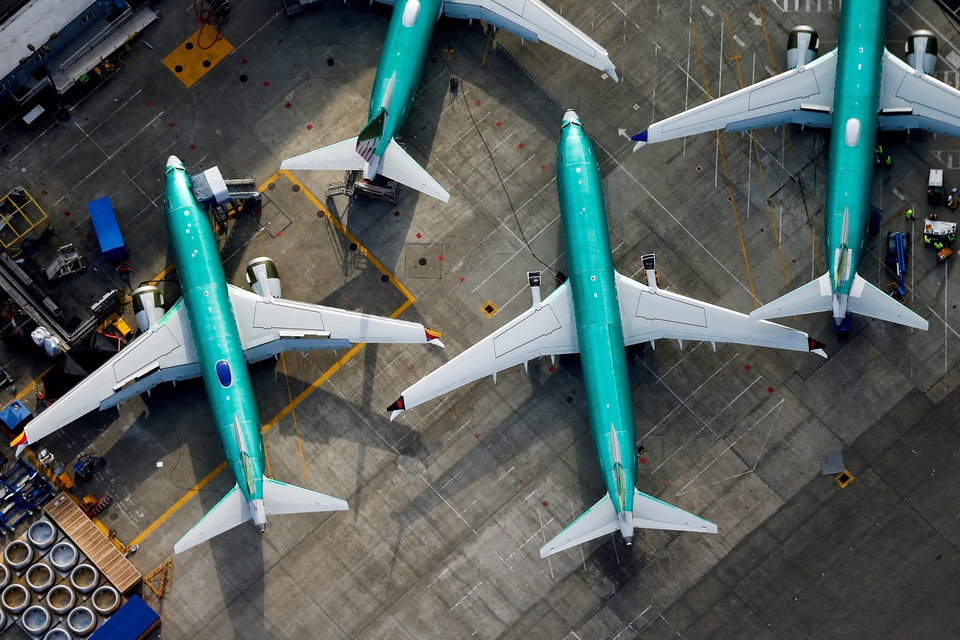 Boeing 737 Max’s in de Boeing fabriek in Renton, Washington, in 2019.