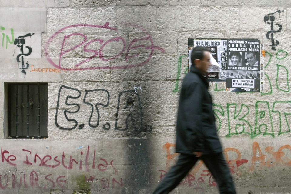 Pro-ETA graffiti op een archiefbeeld uit 2006. 