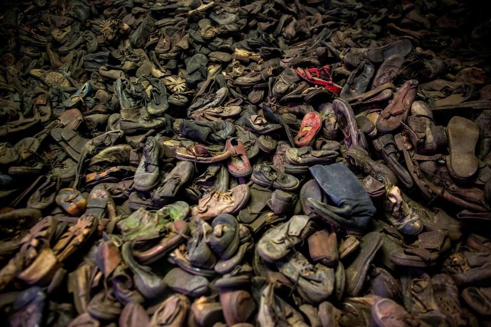 Schoenen van Holocaustslachtoffers in het Auschwitz-museum.