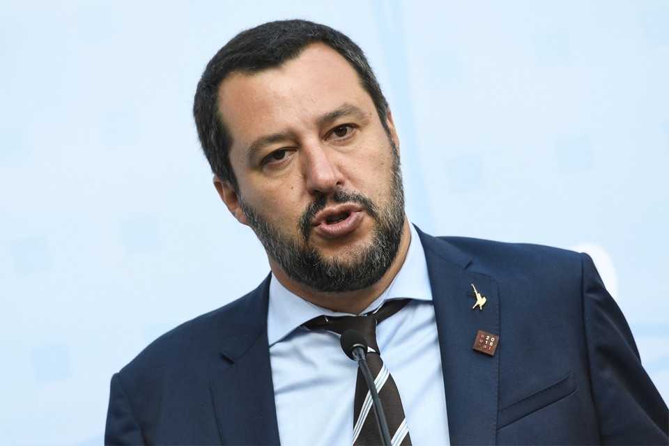 De Italiaanse minister van Binnenlandse Zaken Matteo Salvini. 