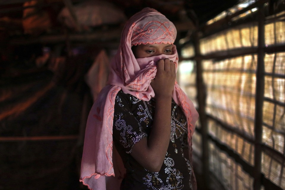 Een Rohingyavluchtelinge in een opvangkamp in Kutupalong, Bangladesh. 