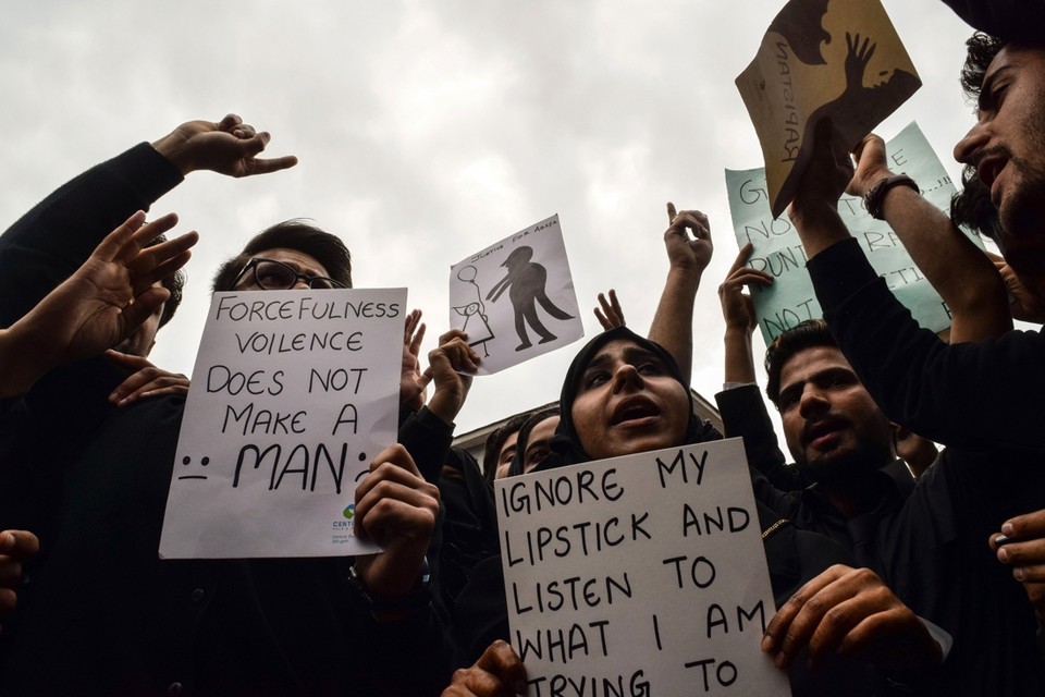 Protest tegen verkrachting in India 