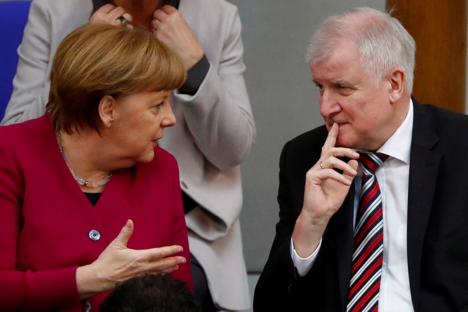 Angela Merkel en Horst Seehofer. 