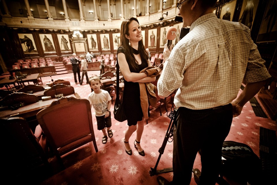Kim Geybels bij haar eedaflegging in de Senaat in 2010. 