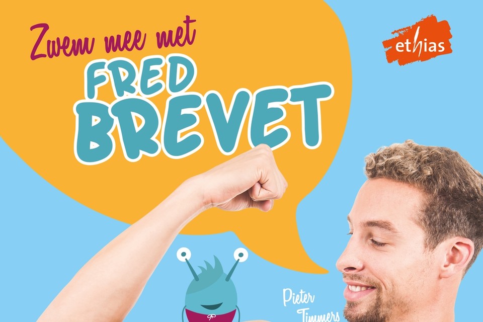 Mascotte Fred Brevet en zwemkampioen Pieter Timmers moeten zwemmen bij kinderen stimuleren 