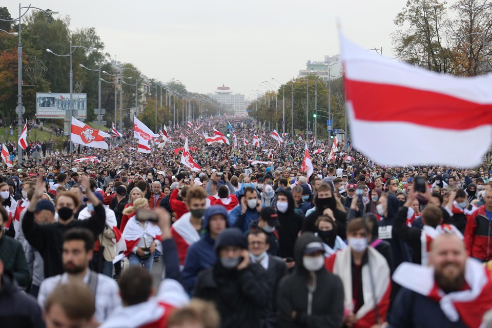Voor de vijftigste dag waren er protesten tegen de naar eigen zeggen herkozen president Alexandr Loekasjenko   