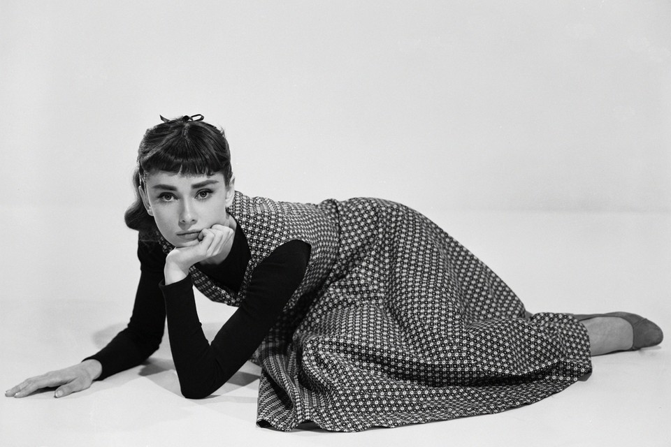 Audrey Hepburn, tijdens de opnames van ‘Sabrina’ 