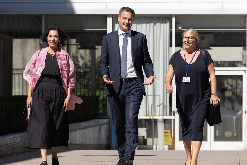 Lahbib, De Croo und Gennez im September 2023 während eines Besuchs bei den Vereinten Nationen in New York.