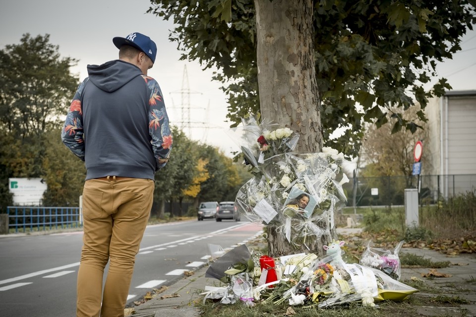 De plaats waar de 12-jarige Merel De Prins in 2015 werd doodgereden 