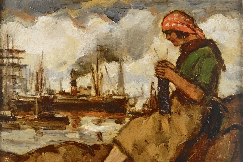 Breiend havenmeisje (1922) van Eugeen Van Mieghem.