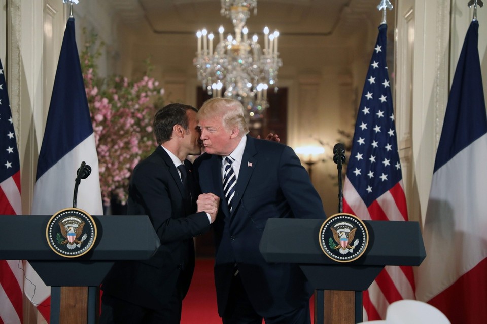 Franse president Emanuel Macron en Amerikaanse president Donald Trump 