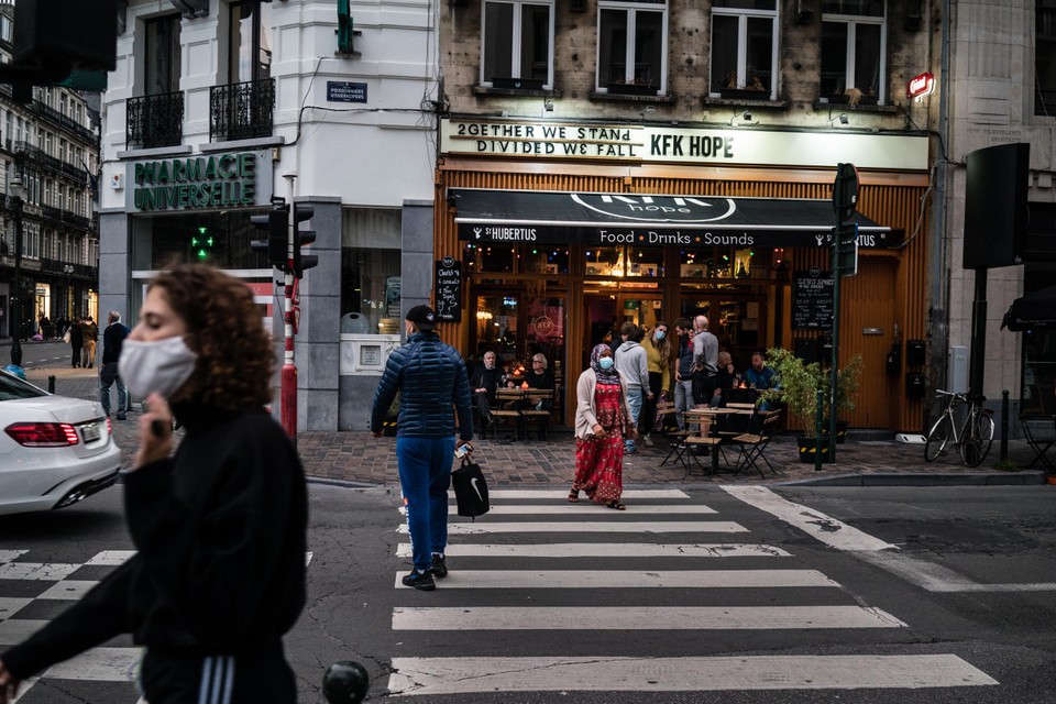 Archiefbeeld van het café in het centrum van Brussel. 