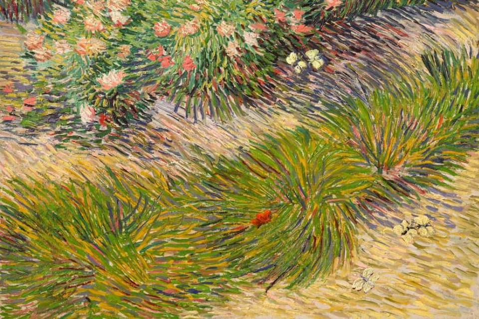 Fragment van ‘Tuinhoek met vlinders’ van Van Gogh.