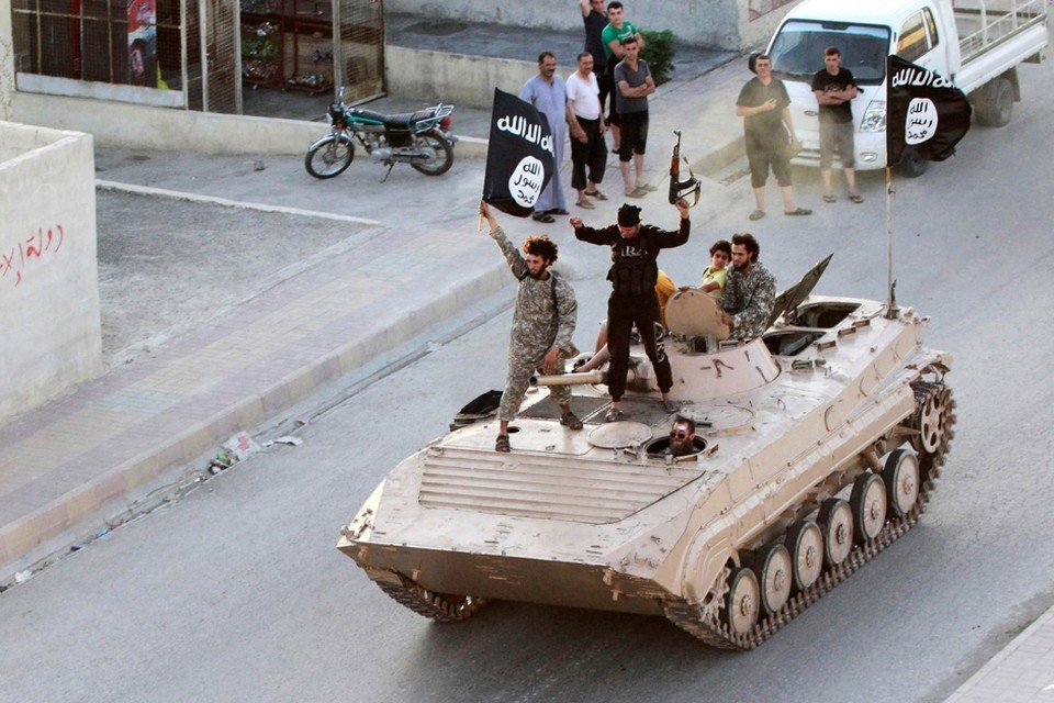 IS-strijders in Raqqa, juni 2014 