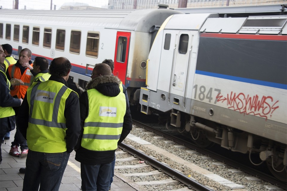 Op 18 maart voerde een hondertal ASTB-leden al actie in het station Brussel-Zuid. 