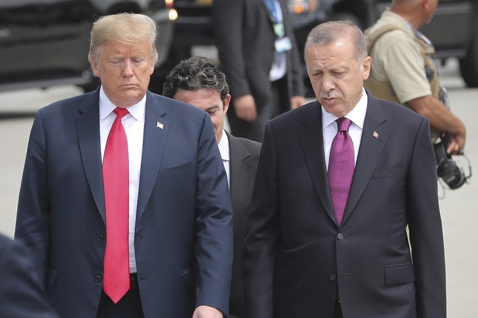 De Amerikaanse president Donald Trump en de Turkse president Recep Tayyip Erdogan. 