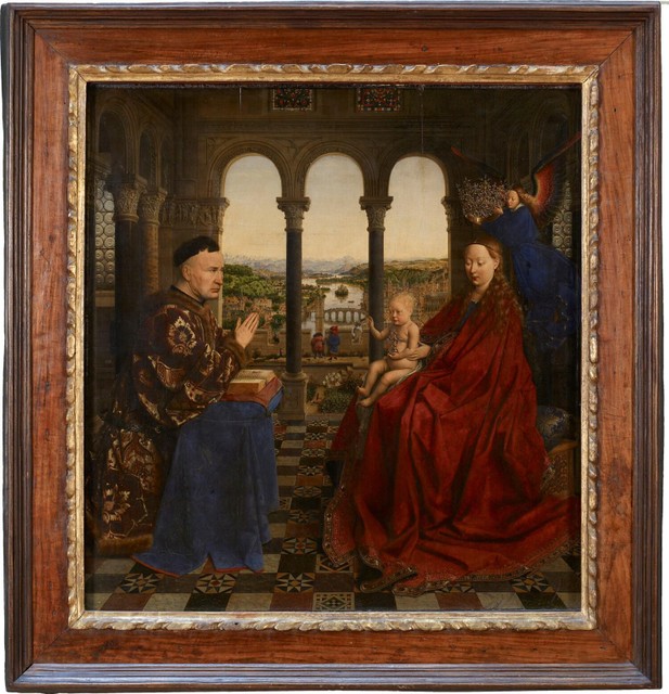 Jan Van Eyck, ‘De madonna met kanselier Rolin’ (ca.1430)