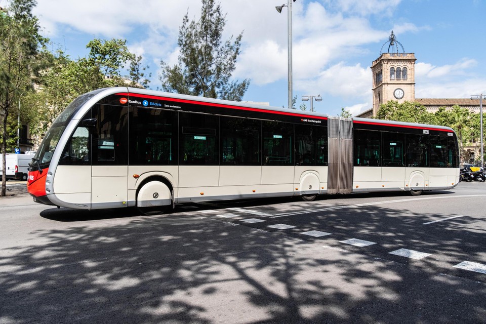 Een e-bus van Irizar in Barcelona.