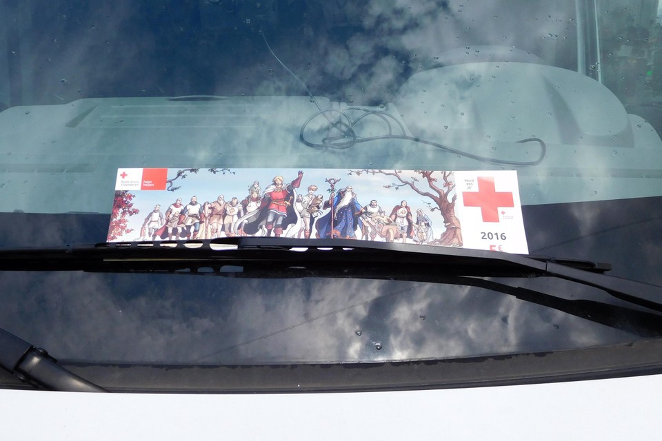 Sticker campagne van Rode Kruis Vlaanderen.