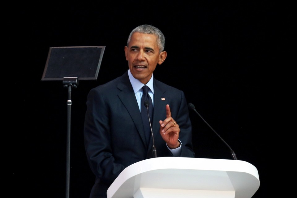 ‘Ik draag een lange onderbroek’, zei Obama dinsdag in Johannesburg. 