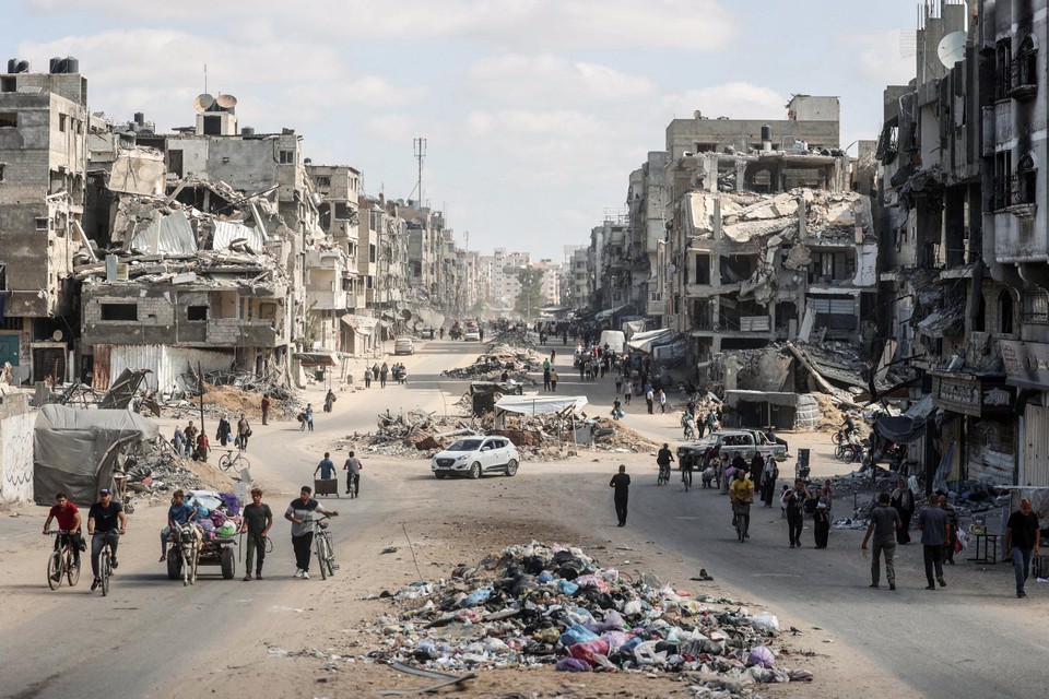 Palestijnen op de vlucht ten noorden van Gaza-stad.