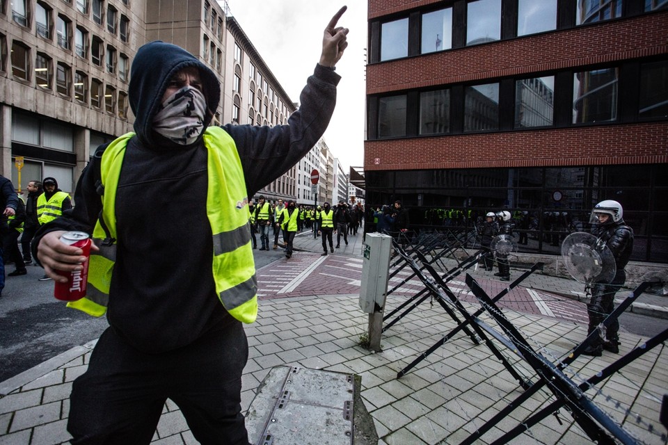 Betoging van de gele hesjes in Brussel 
