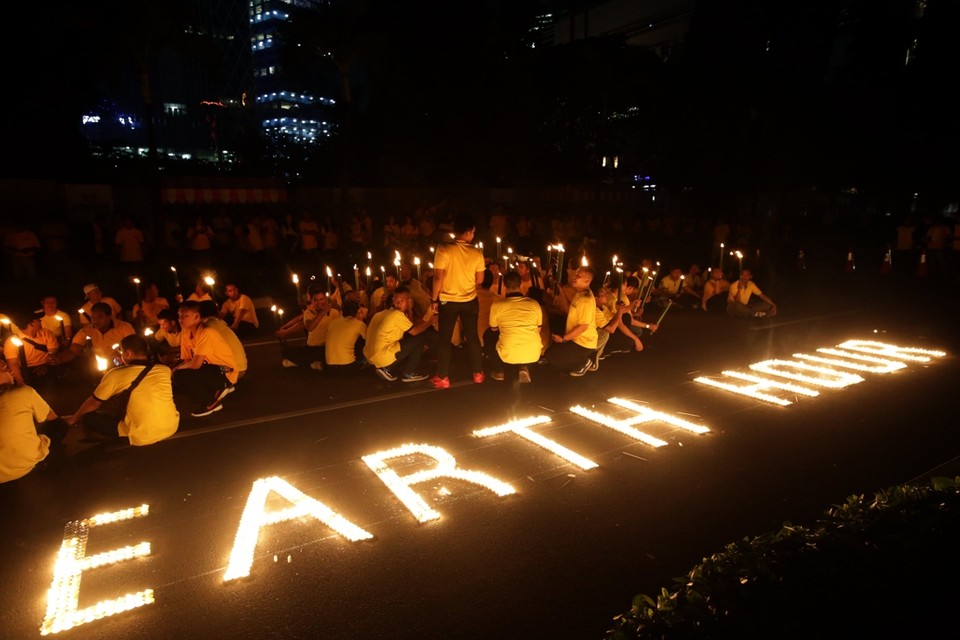 Earth Hour in Indonesië. 
